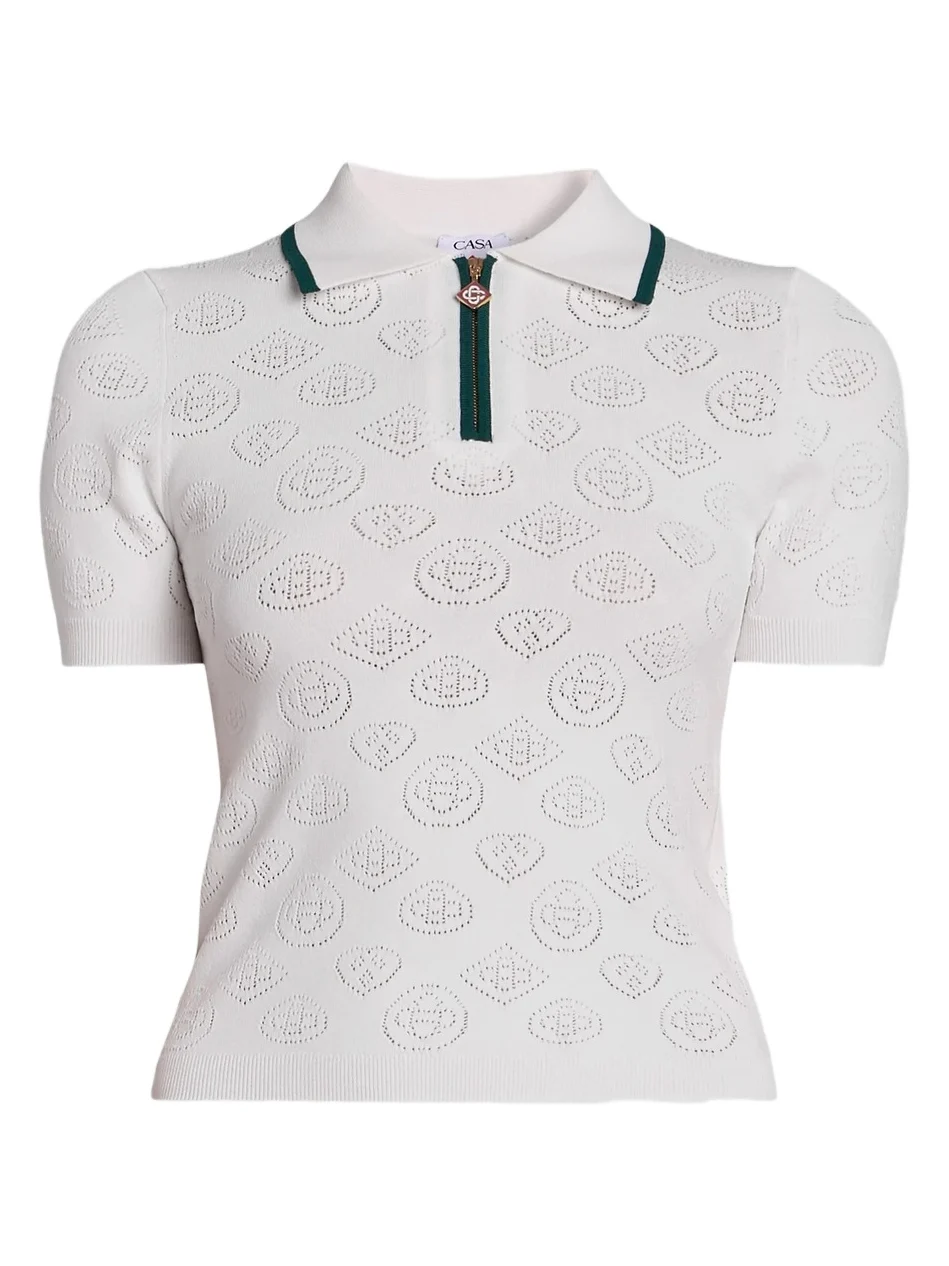 Casablanca Women's Pointelle Monogram Polo Shirt