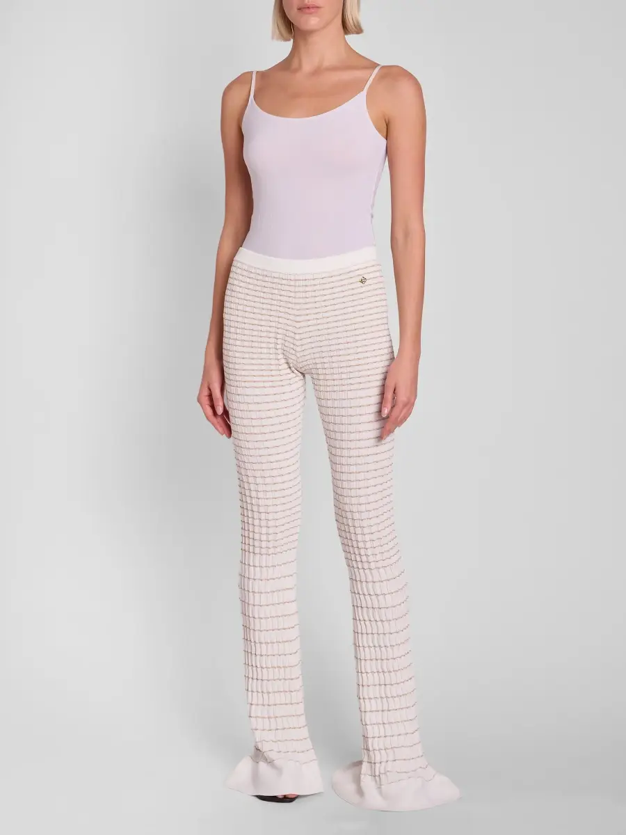 Casablanca Women's Mosaic Pleated Striped Ruffled-Cuff Pants | Thumbnail 2