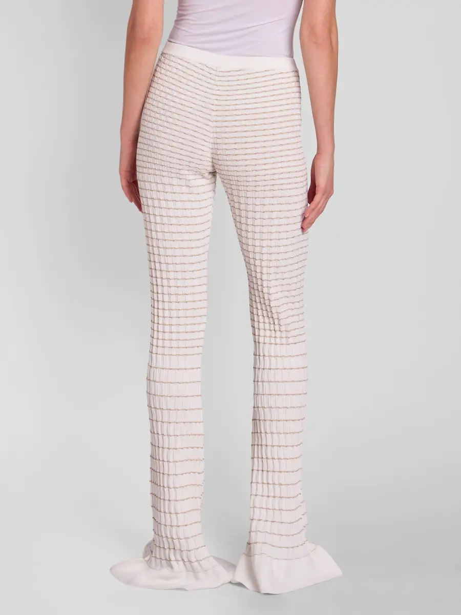 Casablanca Women's Mosaic Pleated Striped Ruffled-Cuff Pants | Thumbnail 3