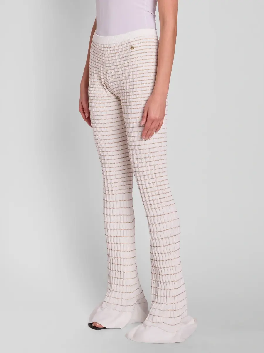 Casablanca Women's Mosaic Pleated Striped Ruffled-Cuff Pants | Thumbnail 4