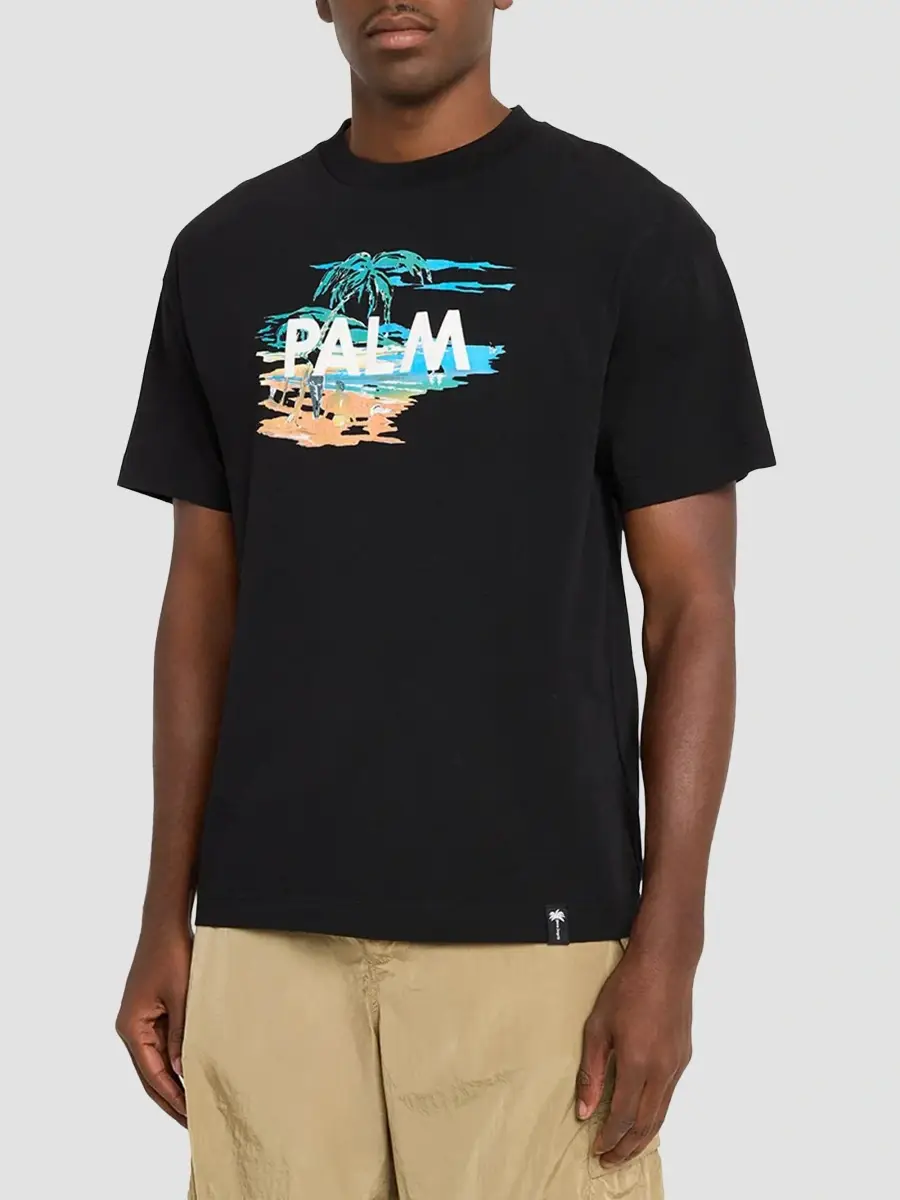 Palm Angels Men's Palm Island Cotton Crewneck T-Shirt | Thumbnail 4 Palm Angels Men's Palm Island Cotton Crewneck T-Shirt | Thumbnail 4