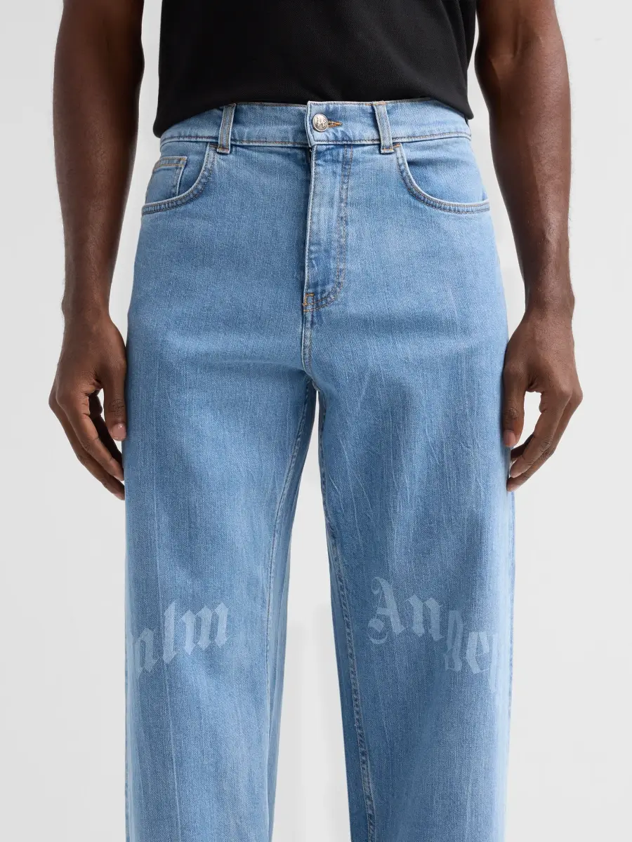 Palm Angels Men's Splitted Curved Logo Loose Jeans | Thumbnail 5 Palm Angels Men's Splitted Curved Logo Loose Jeans | Thumbnail 5