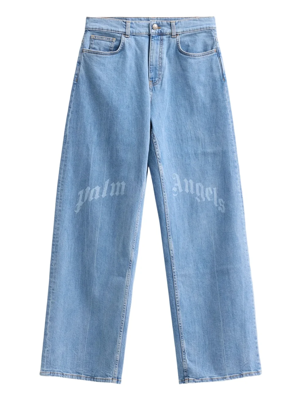 Palm Angels Men's Splitted Curved Logo Loose Jeans