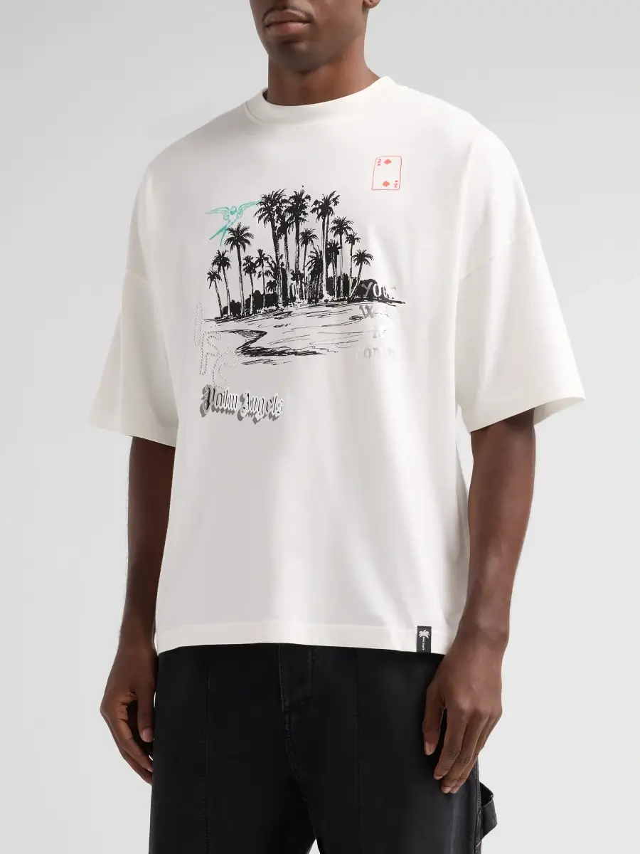 Palm Angels Men's Palm Life Cotton Loose Crewneck T-Shirt | Thumbnail 4 Palm Angels Men's Palm Life Cotton Loose Crewneck T-Shirt | Thumbnail 4