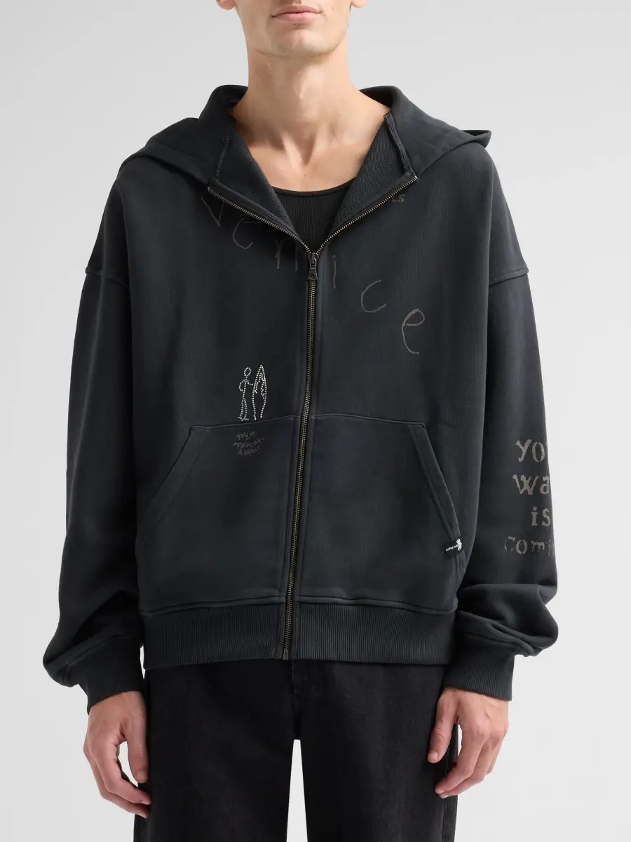 Palm Angels Men's Surfer Dream Loose Full-Zip Hoodie | Thumbnail 4