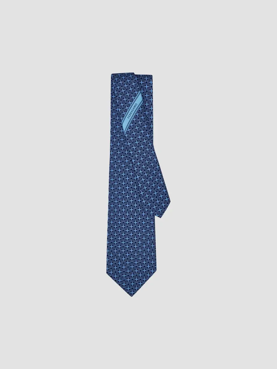 Ferragamo Men's Gancini-Print Silk Tie | Thumbnail 3