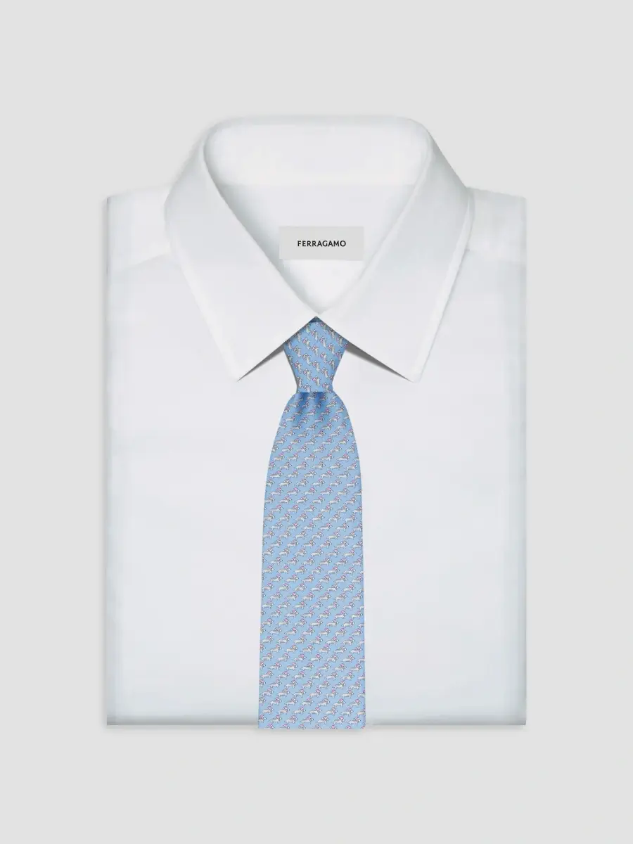 Ferragamo Men's Dachshund-Print Silk Tie | Thumbnail 4
