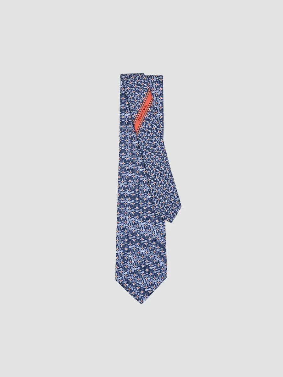 Ferragamo Men's Gancini-Print Silk Tie | Thumbnail 2