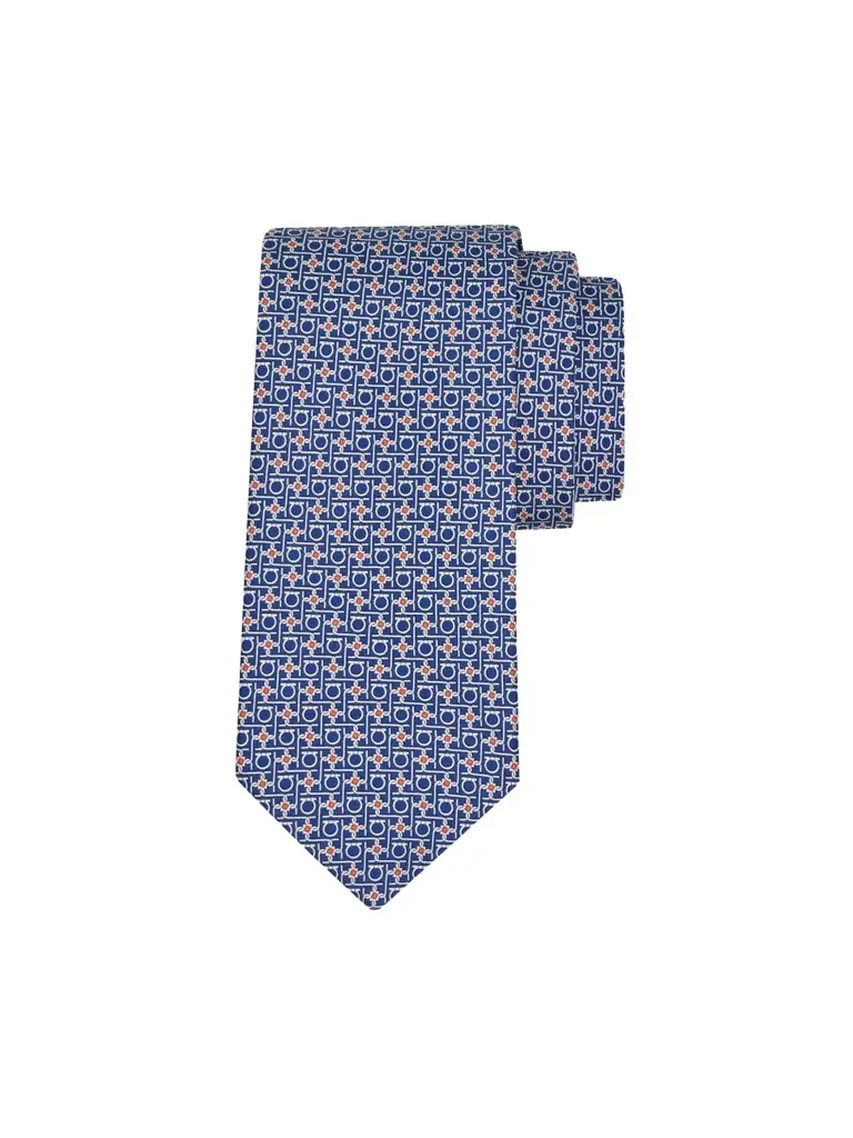 Ferragamo Men's Gancini-Print Silk Tie