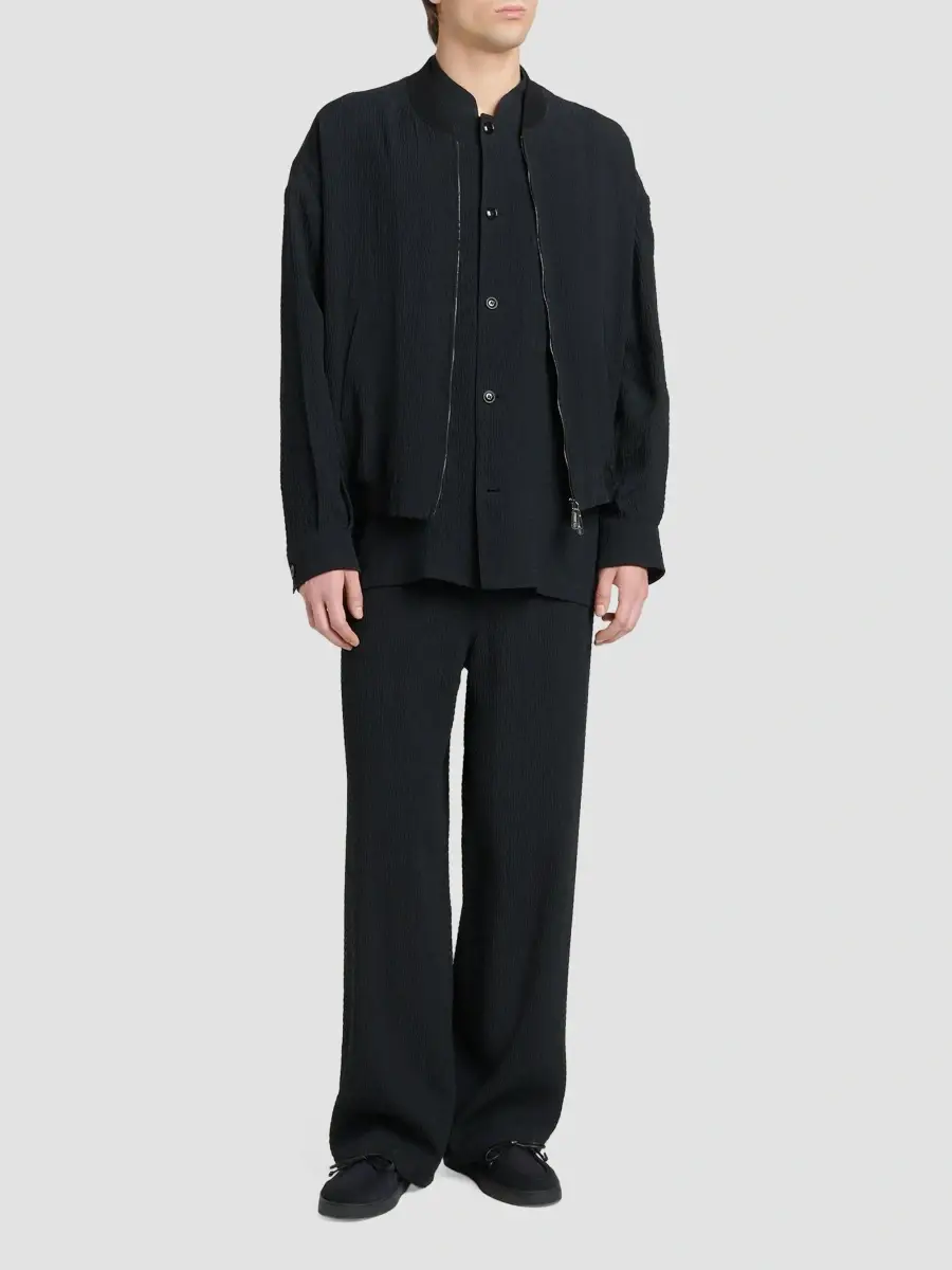 Giorgio Armani Men's Seersucker Wide-Leg Trousers | Thumbnail 2