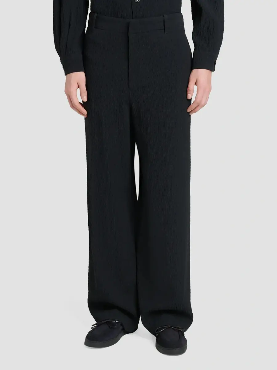 Giorgio Armani Men's Seersucker Wide-Leg Trousers | Thumbnail 4