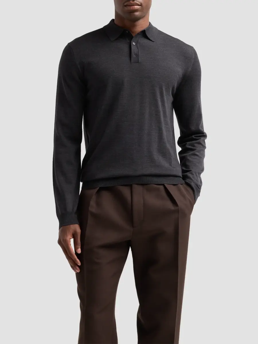 Slowear Men's Wool Knit Polo Shirt | Thumbnail 4