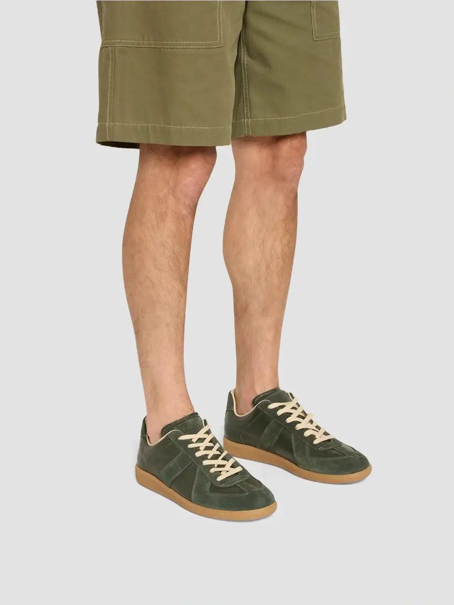 Maison Margiela Men's Men's Replica Leather & Suede Sneakers - Forest Green | Thumbnail 2 Maison Margiela Men's Men's Replica Leather & Suede Sneakers - Forest Green | Thumbnail 2
