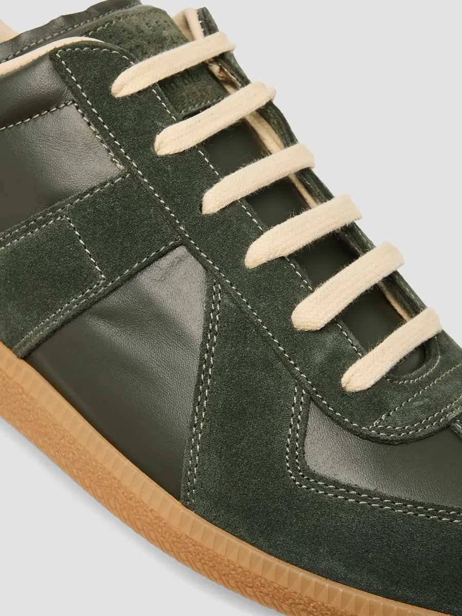 Maison Margiela Men's Men's Replica Leather & Suede Sneakers - Forest Green | Thumbnail 5 Maison Margiela Men's Men's Replica Leather & Suede Sneakers - Forest Green | Thumbnail 5