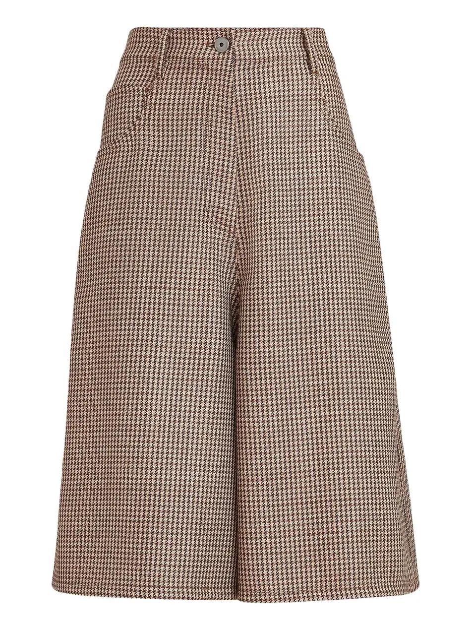 Women's Sparkling Virgin Wool Houndstooth Long Bermuda Shorts Women's Sparkling Virgin Wool Houndstooth Long Bermuda Shorts
