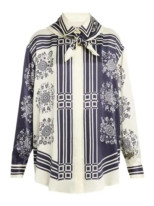 ALÉMAIS Women's Banderra Silk Scarf Shirt