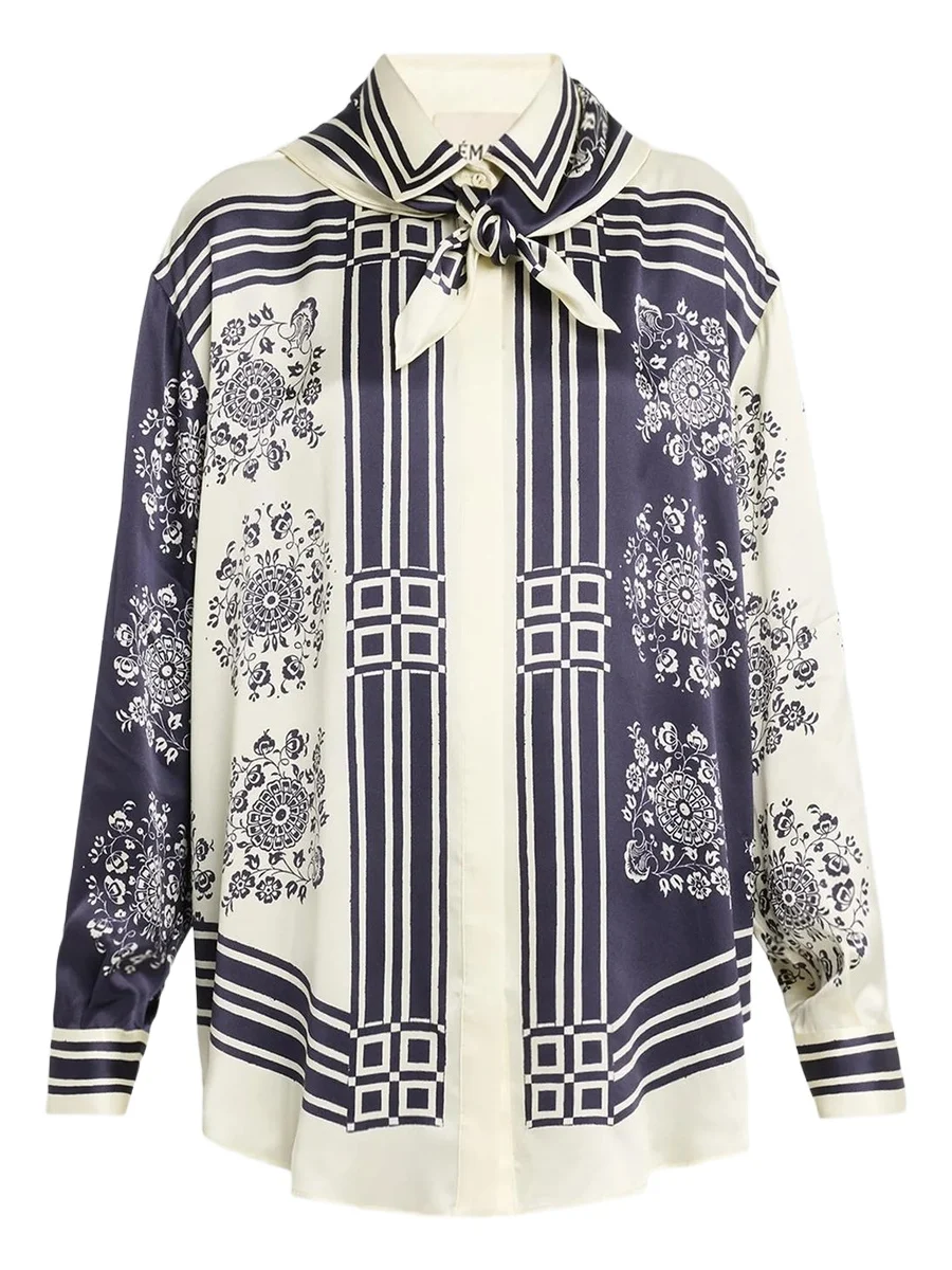 ALÉMAIS Women's Banderra Silk Scarf Shirt