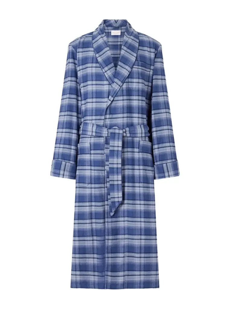 Derek Rose Kelburn Belted Checked Brushed Cotton-Flannel Robe - Men