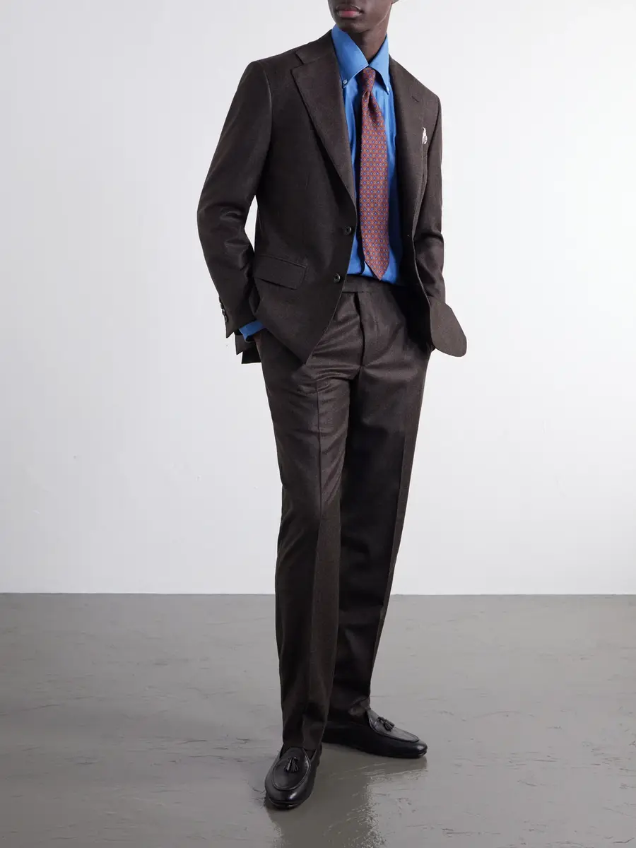 Thom Sweeney Tapered Wool and Cashmere-Blend Flannel Suit Trousers - Men | Thumbnail 2