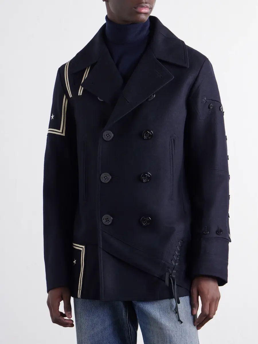 Junya Watanabe Double-Breasted Appliquéd Wool-Blend Felt Coat - Men | Thumbnail 3