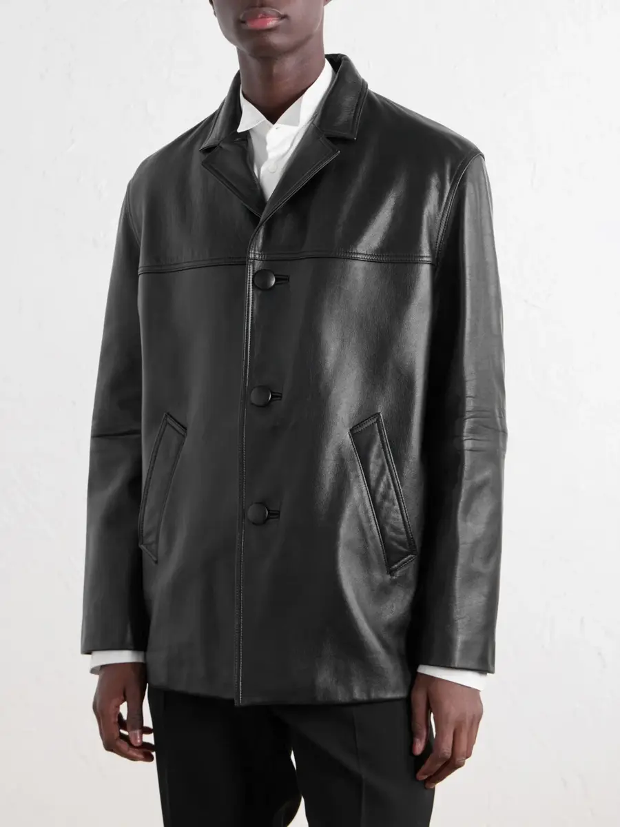 TOTEME Panelled Full-Grain Leather Jacket - Men | Thumbnail 3