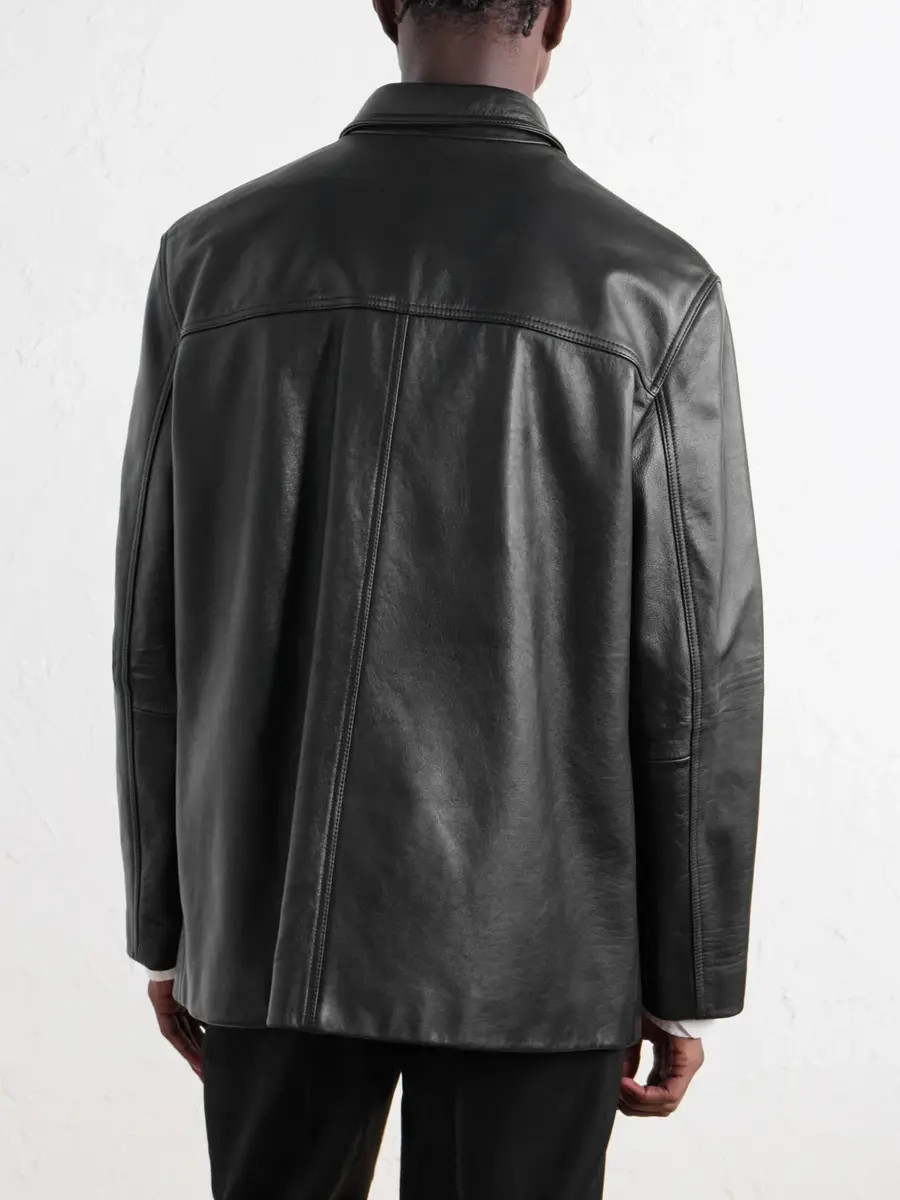 TOTEME Panelled Full-Grain Leather Jacket - Men | Thumbnail 4