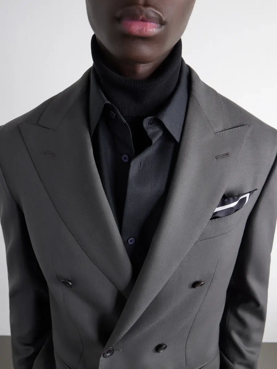Thom Sweeney Double-Breasted Wool-Twill Suit Jacket - Men | Thumbnail 5