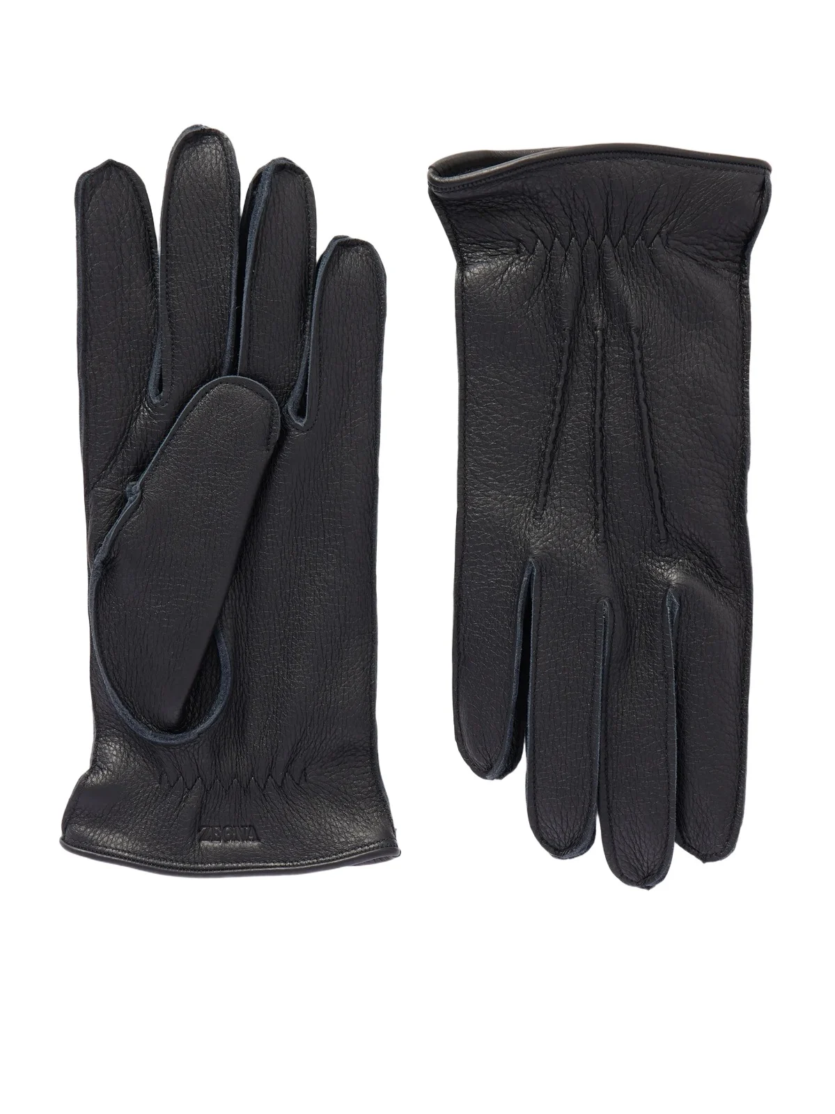 Zegna Logo-Embossed Full-Grain Leather Gloves - Men