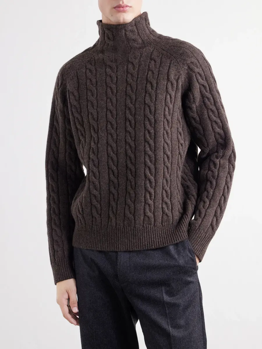 TOTEME Cable-Knit Wool Rollneck Sweater - Men | Thumbnail 3