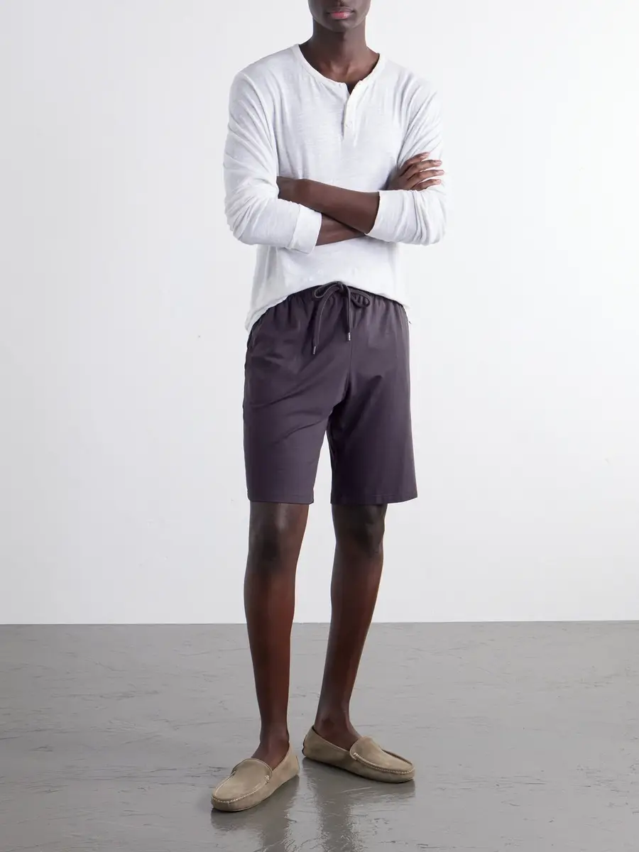 Derek Rose Basel Straight-Leg Stretch-Modal Jersey Drawstring Pyjama Shorts - Men | Thumbnail 2