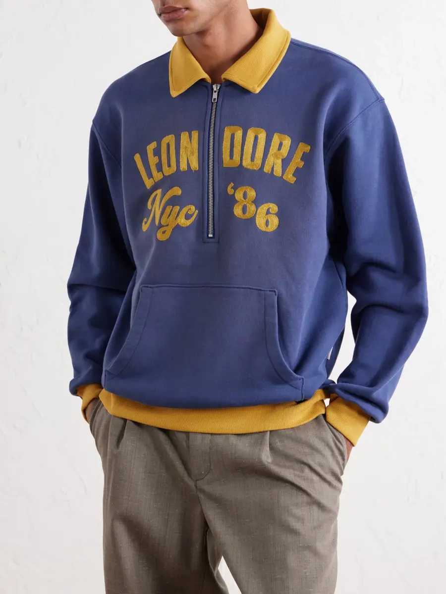 Aimé Leon Dore Tour Logo-Embroidered Cotton-Jersey Half-Zip Sweater - Men | Thumbnail 3 Aimé Leon Dore Tour Logo-Embroidered Cotton-Jersey Half-Zip Sweater - Men | Thumbnail 3