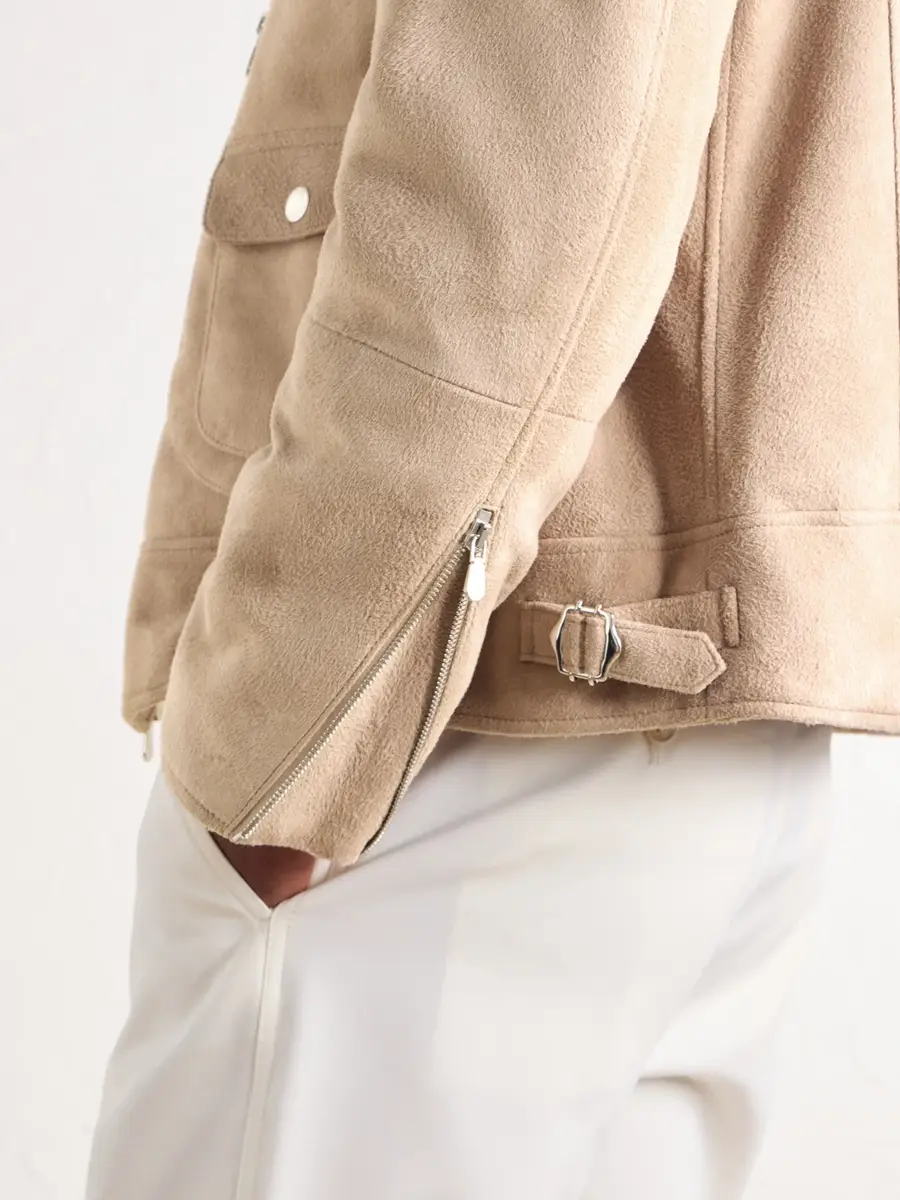 Brunello Cucinelli Shearling-Trimmed Suede Leather Biker Jacket - Men | Thumbnail 5 Brunello Cucinelli Shearling-Trimmed Suede Leather Biker Jacket - Men | Thumbnail 5