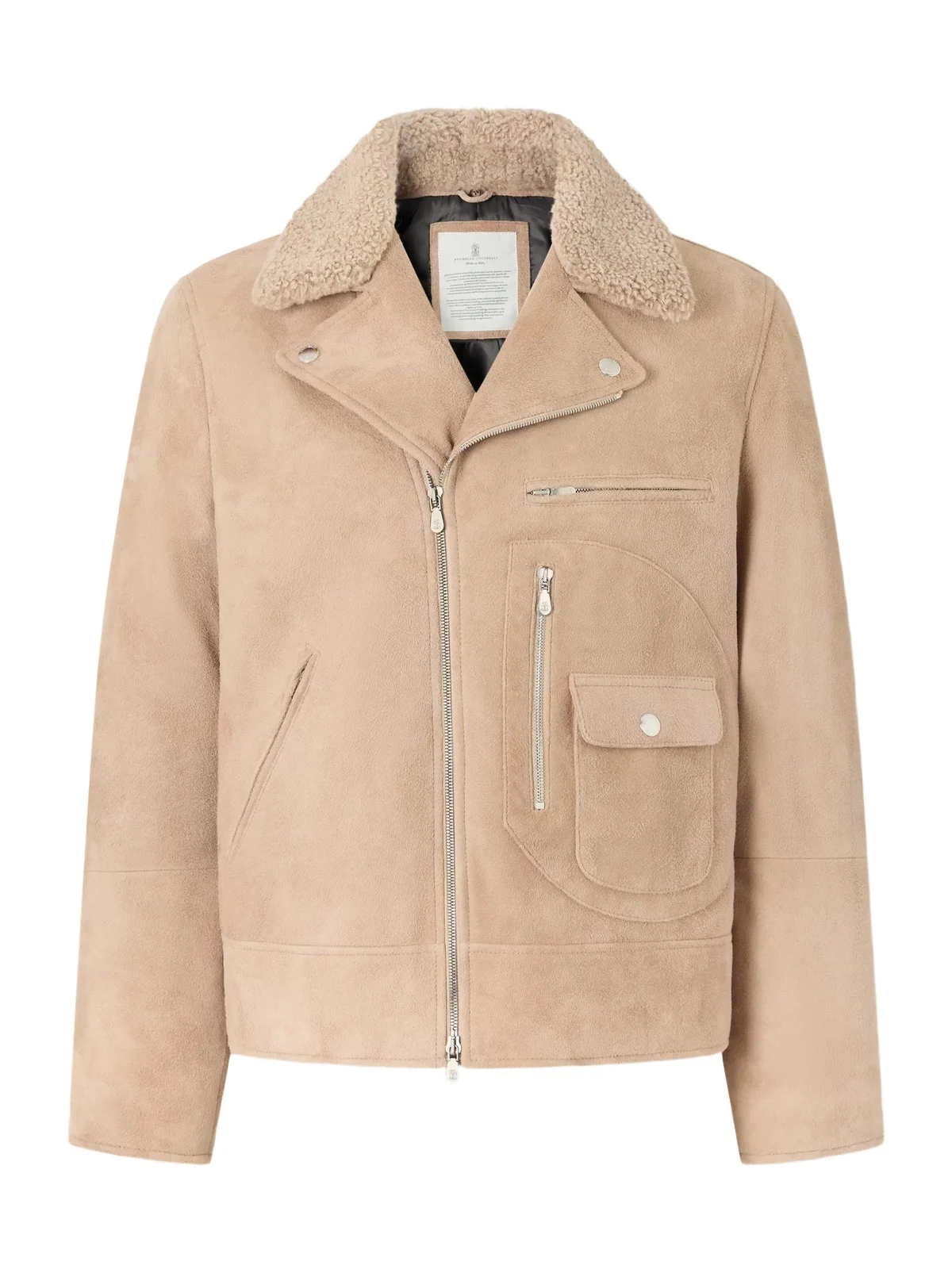 Shearling-Trimmed Suede Leather Biker Jacket - Men
