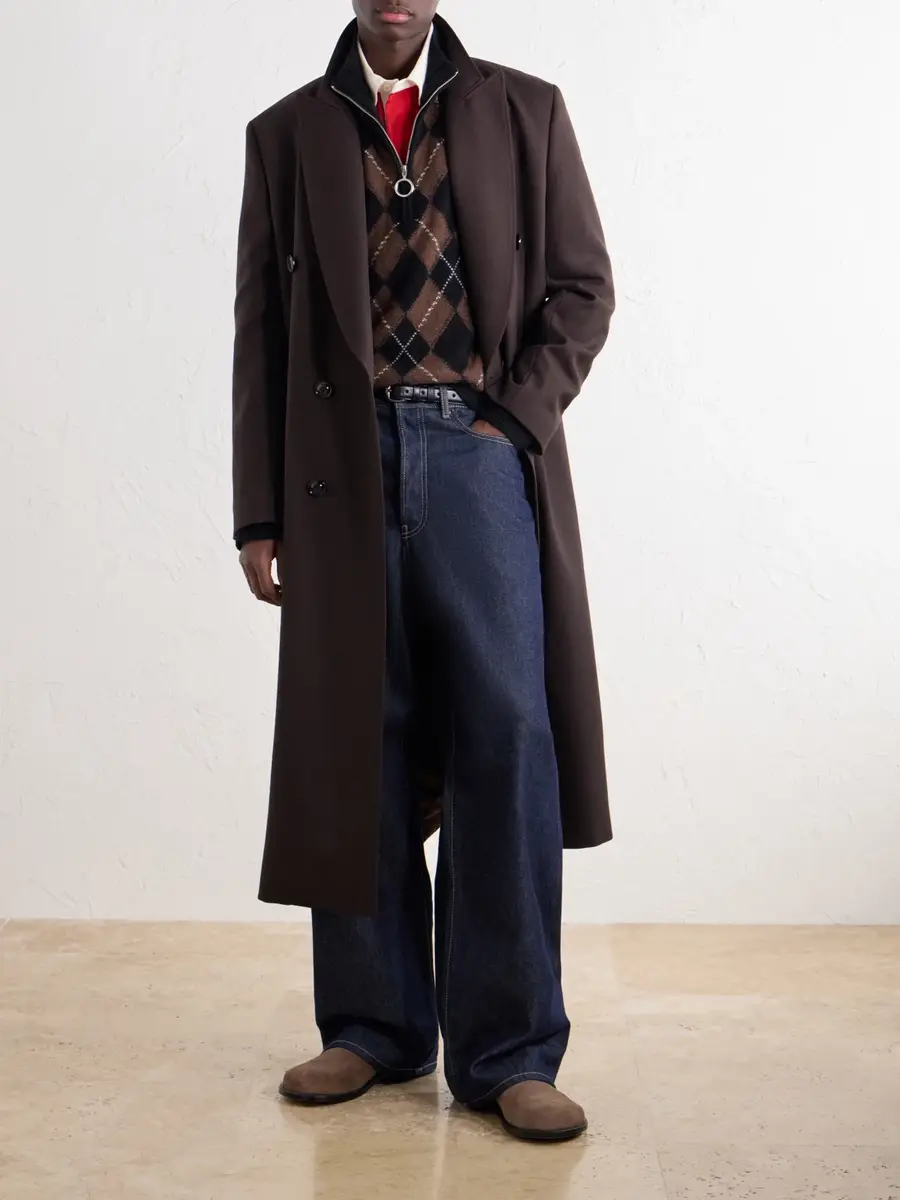 AMI PARIS Logo-Appliquéd Argyle Virgin Wool Half-Zip Sweater - Men | Thumbnail 2 AMI PARIS Logo-Appliquéd Argyle Virgin Wool Half-Zip Sweater - Men | Thumbnail 2