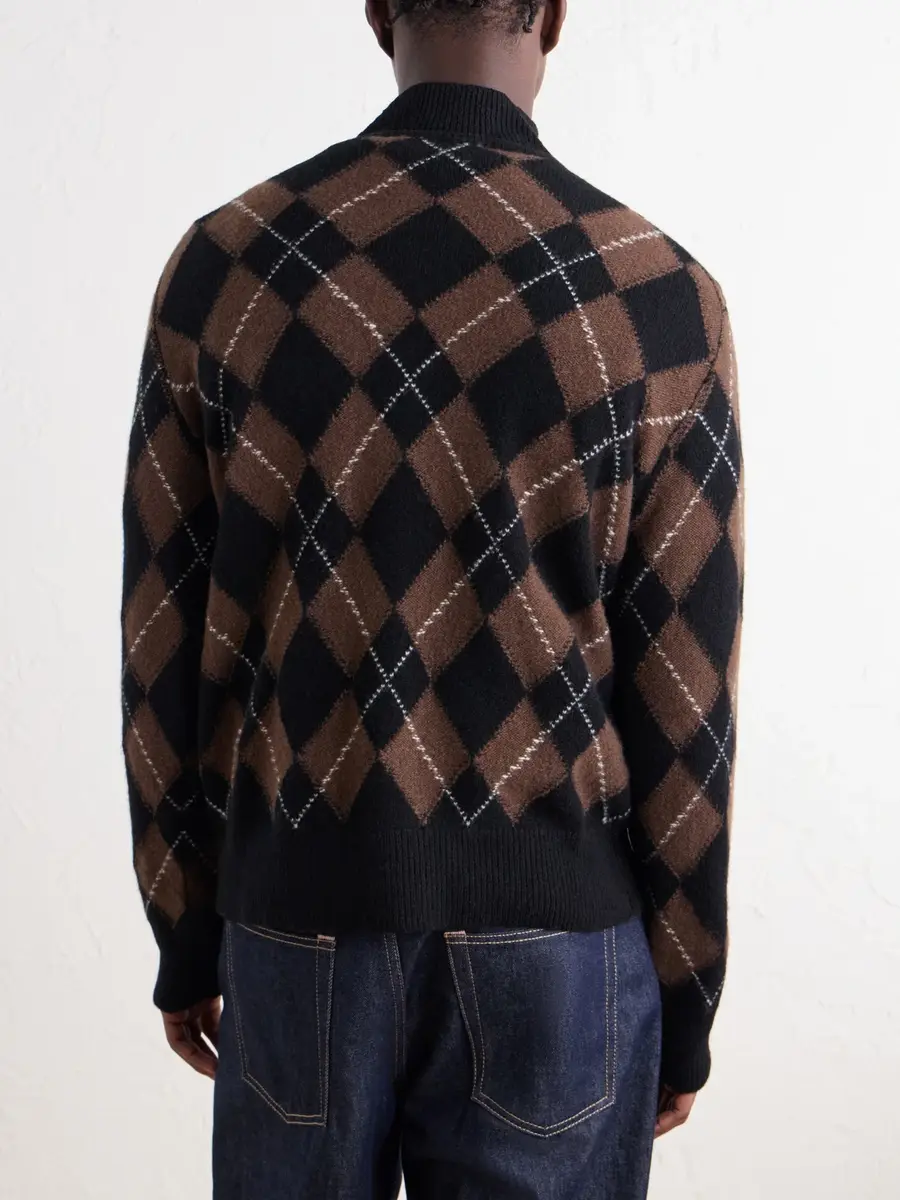 AMI PARIS Logo-Appliquéd Argyle Virgin Wool Half-Zip Sweater - Men | Thumbnail 4 AMI PARIS Logo-Appliquéd Argyle Virgin Wool Half-Zip Sweater - Men | Thumbnail 4
