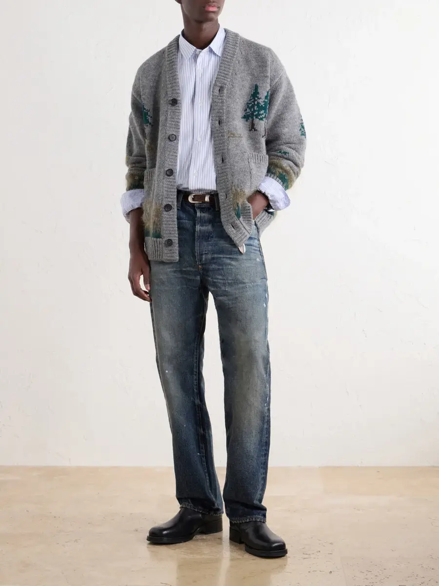 Junya Watanabe Striped Corduroy and Twill-Trimmed Cotton-Poplin Shirt - Men | Thumbnail 2