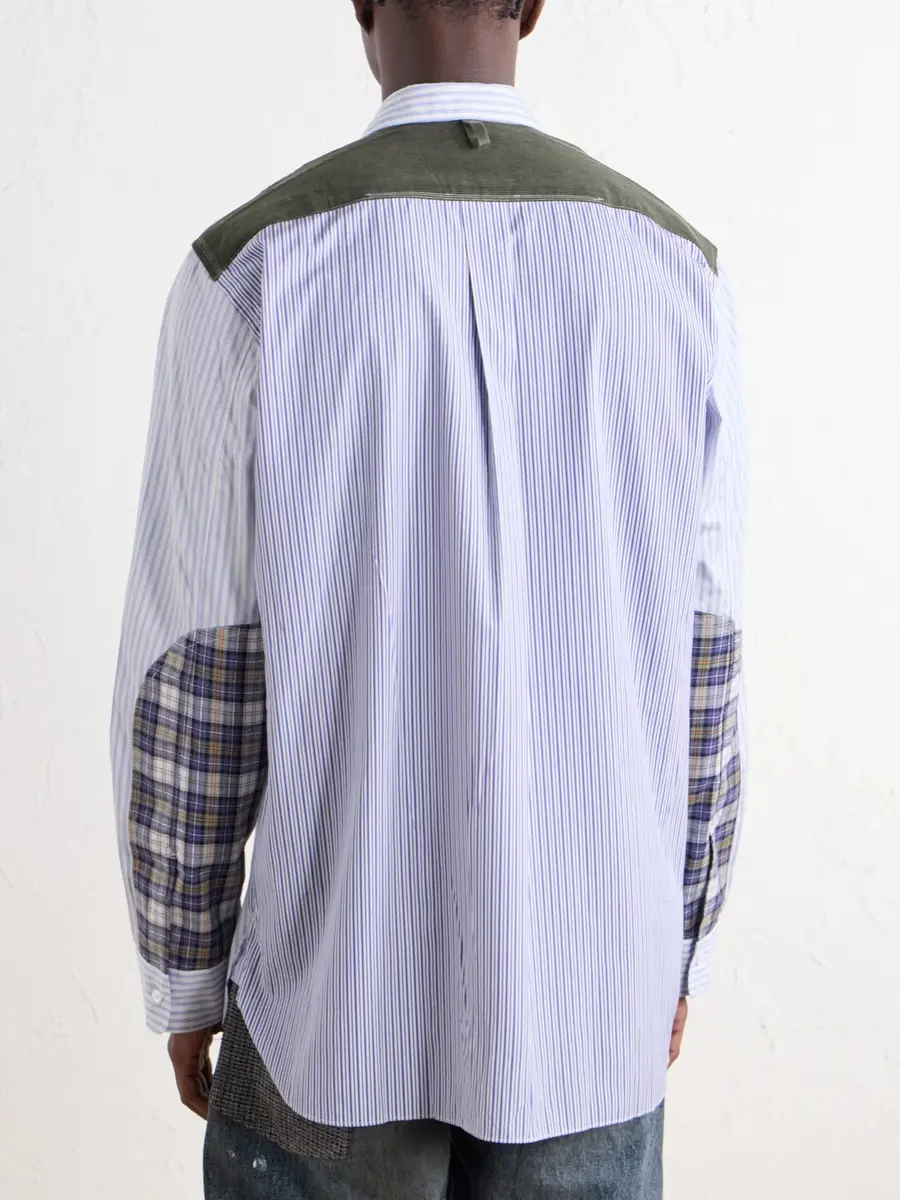 Junya Watanabe Striped Corduroy and Twill-Trimmed Cotton-Poplin Shirt - Men | Thumbnail 4