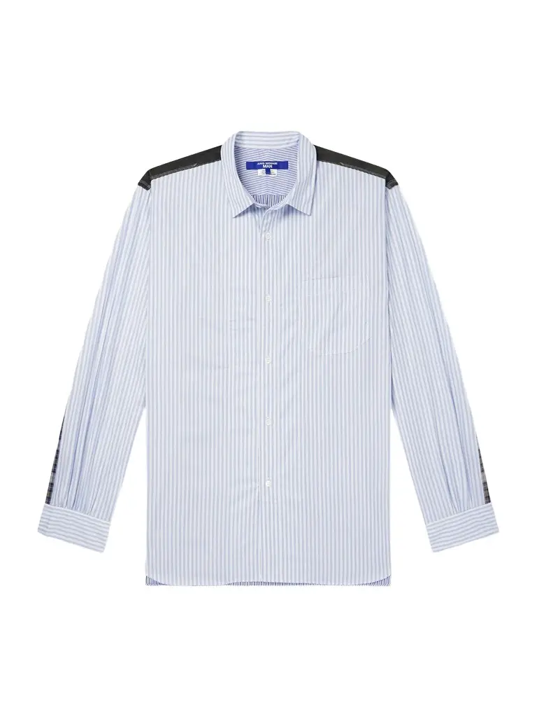 Junya Watanabe Striped Corduroy and Twill-Trimmed Cotton-Poplin Shirt - Men