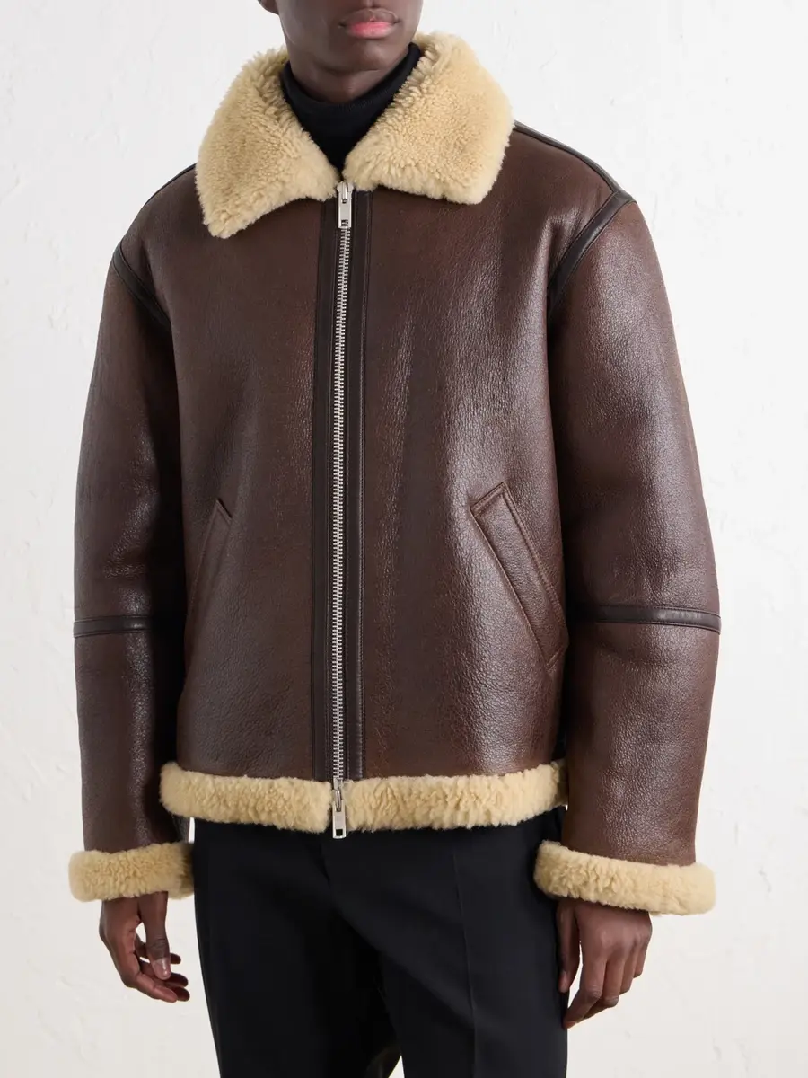 TOTEME Shearling-Trimmed Full-Grain Leather Jacket - Men | Thumbnail 3 TOTEME Shearling-Trimmed Full-Grain Leather Jacket - Men | Thumbnail 3