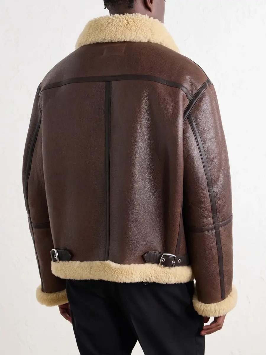 TOTEME Shearling-Trimmed Full-Grain Leather Jacket - Men | Thumbnail 4 TOTEME Shearling-Trimmed Full-Grain Leather Jacket - Men | Thumbnail 4