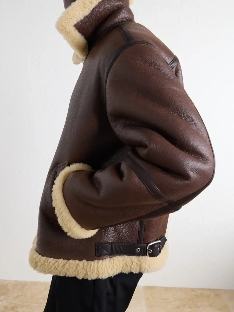 TOTEME Shearling-Trimmed Full-Grain Leather Jacket - Men | Thumbnail 5 TOTEME Shearling-Trimmed Full-Grain Leather Jacket - Men | Thumbnail 5