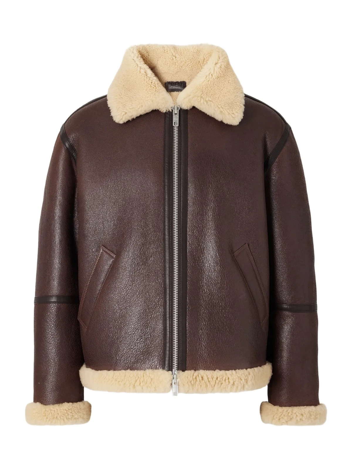 TOTEME Shearling-Trimmed Full-Grain Leather Jacket - Men