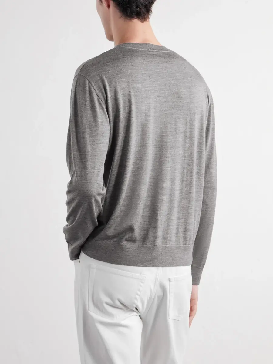 TOTEME Merino Wool and Silk-Blend Sweater - Men | Thumbnail 4 TOTEME Merino Wool and Silk-Blend Sweater - Men | Thumbnail 4