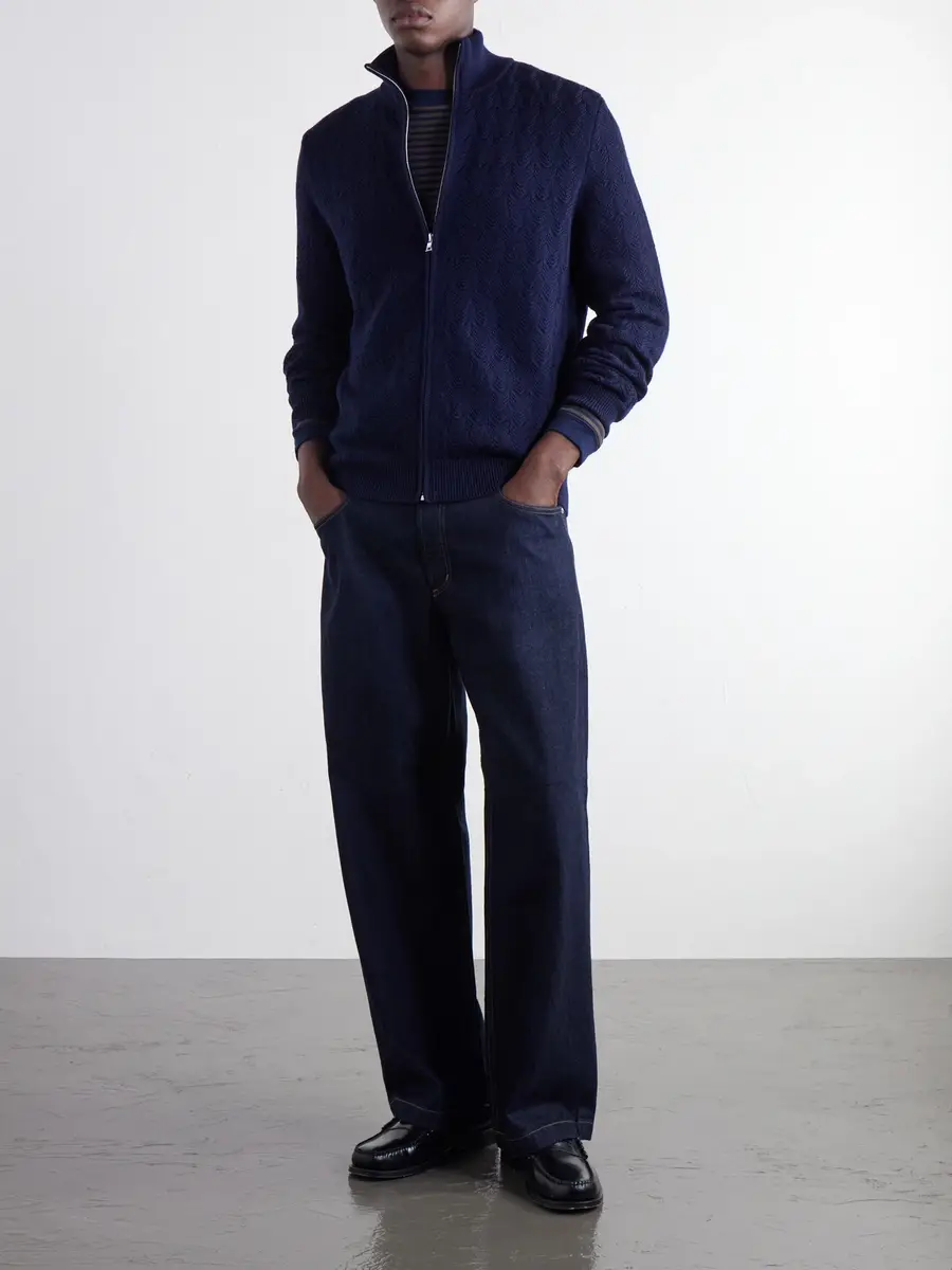 MR P. Pointelle-Knit Merino Wool Zip-Up Cardigan - Men | Thumbnail 2 MR P. Pointelle-Knit Merino Wool Zip-Up Cardigan - Men | Thumbnail 2