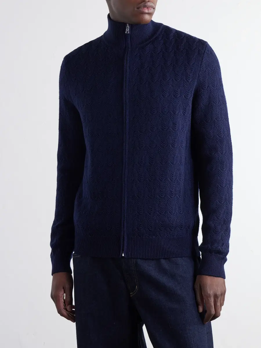 MR P. Pointelle-Knit Merino Wool Zip-Up Cardigan - Men | Thumbnail 3 MR P. Pointelle-Knit Merino Wool Zip-Up Cardigan - Men | Thumbnail 3
