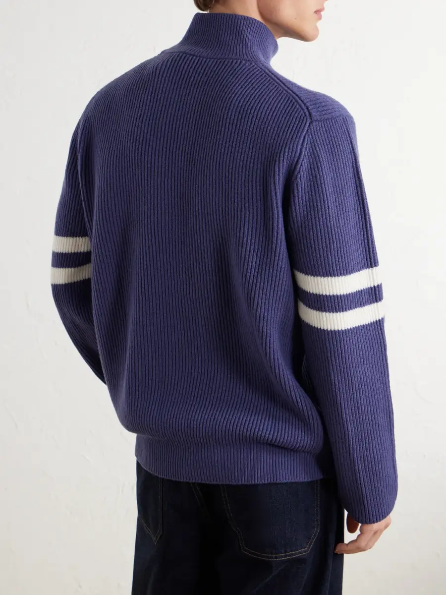 Canada Goose McKinney Logo-Appliquéd Striped Ribbed Wool Half-Zip Sweater - Men | Thumbnail 4