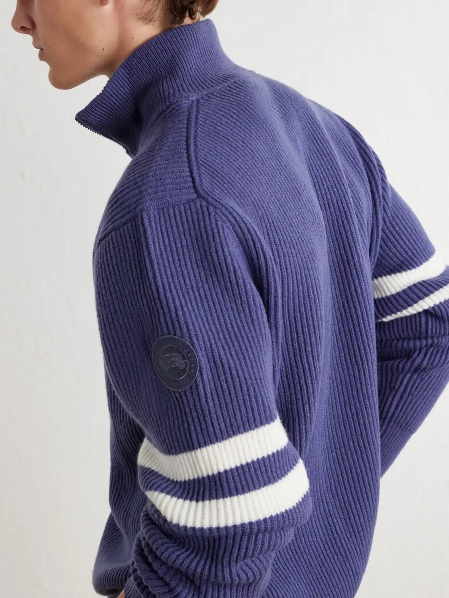 Canada Goose McKinney Logo-Appliquéd Striped Ribbed Wool Half-Zip Sweater - Men | Thumbnail 5