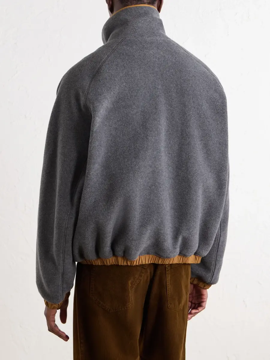 AMI PARIS Logo-Appliquéd Shell-Trimmed Fleece Half-Zip Sweater - Men | Thumbnail 4 AMI PARIS Logo-Appliquéd Shell-Trimmed Fleece Half-Zip Sweater - Men | Thumbnail 4