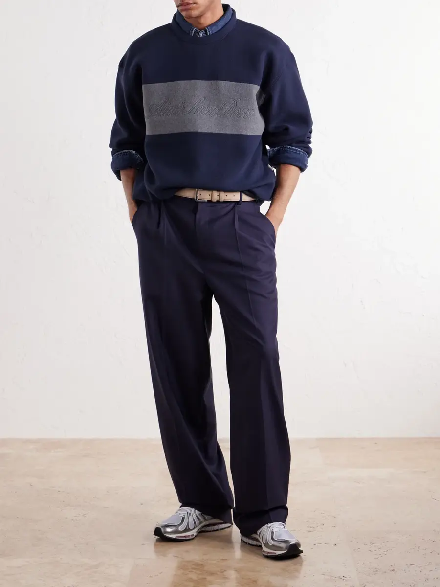 Aimé Leon Dore Logo-Embroidered Two-Tone Fleece Sweatshirt - Men | Thumbnail 2 Aimé Leon Dore Logo-Embroidered Two-Tone Fleece Sweatshirt - Men | Thumbnail 2