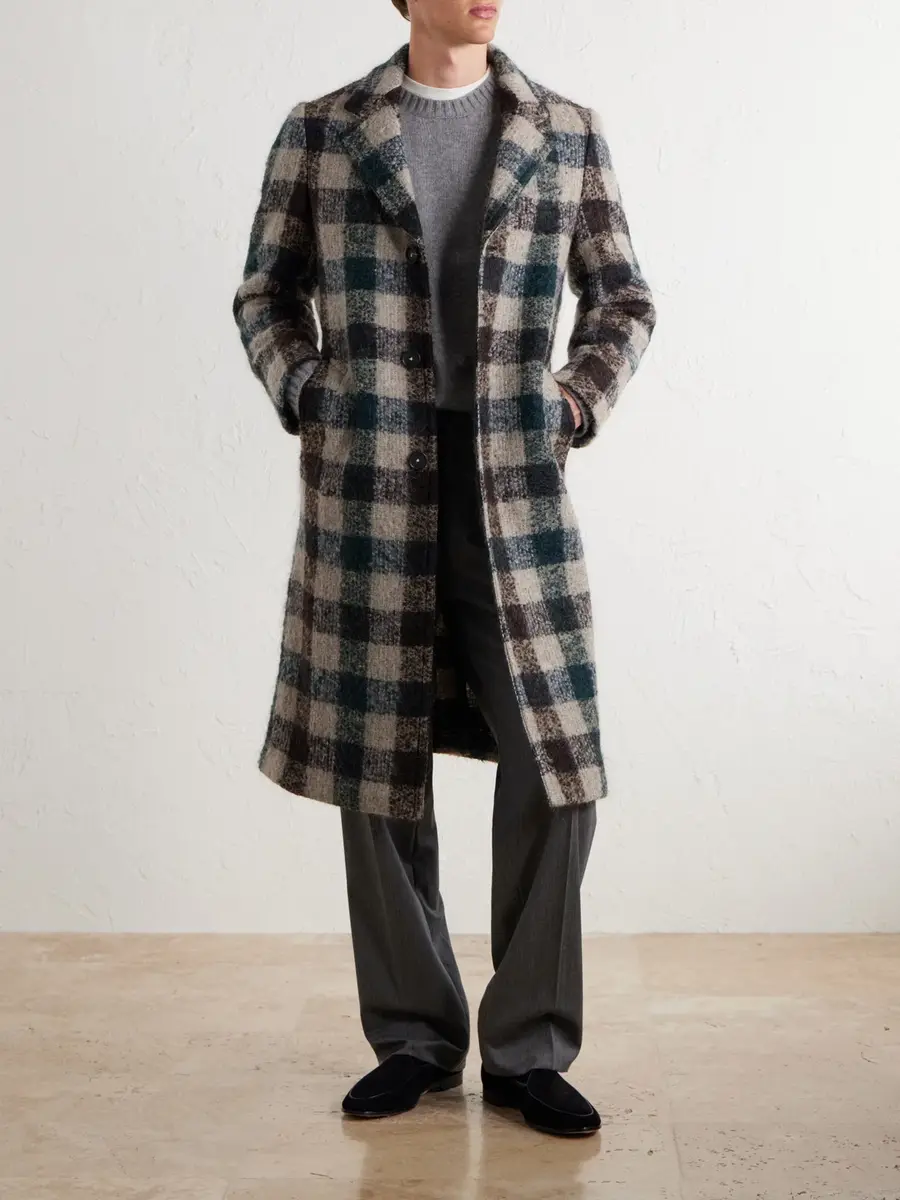 Massimo Alba Mercury Checked Brushed Wool-Blend Bouclé Coat - Men | Thumbnail 2 Massimo Alba Mercury Checked Brushed Wool-Blend Bouclé Coat - Men | Thumbnail 2